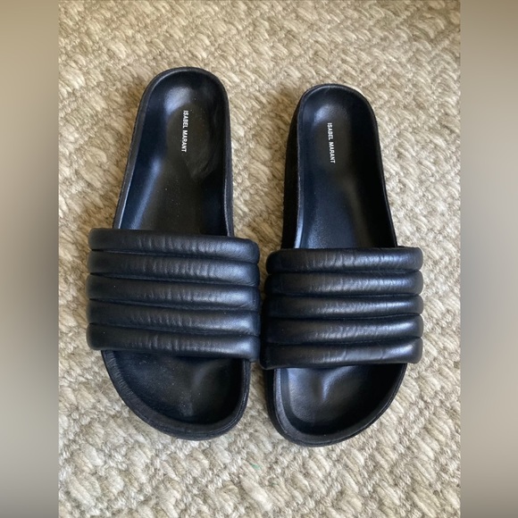 Isabel Marant Hellea ShopBop Black Slides Sandals - Picture 1 of 4